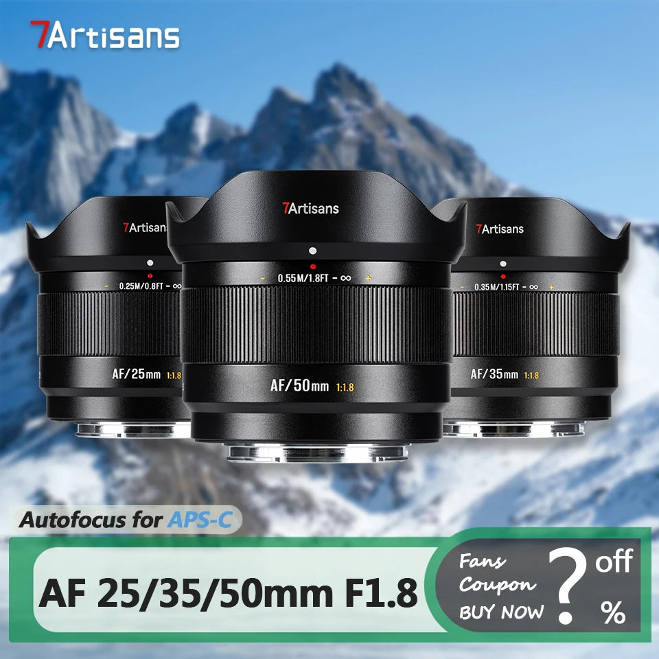 7artisans AF 25/35/50mm F1.8 APS-C 프레임 대구경 미러리스 카메라 렌즈 (소니 E, 후지 X-마운트) 인류 사진 촬영용