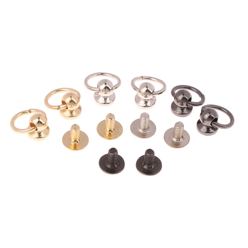 10pcs Gold Silver Black Studs Screw Buckle Accessory Decorative Button With Loop Leathercraft Pacifier Nail