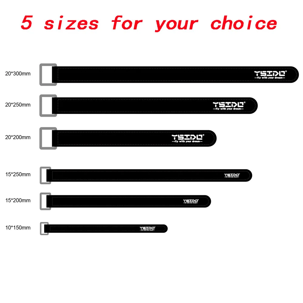 5pcs 10X150mm 15X200mm 20x250mm 20x300mm Magic Sticker Tape Nylon Lipo Strap Belt Reusable Cable Tie Wrap for FPV RC Battery