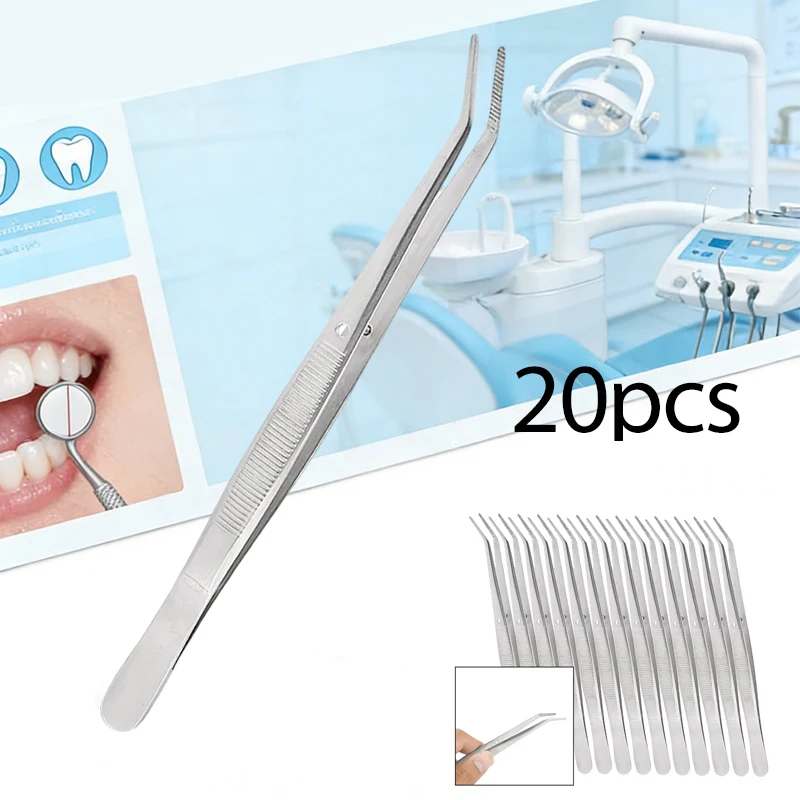 

20pcs Dental Cotton Tweezers Stainless Steel Forceps for Filling Clip Cotton Roll Holder Medical Surgical Nail Art Nippers Tool