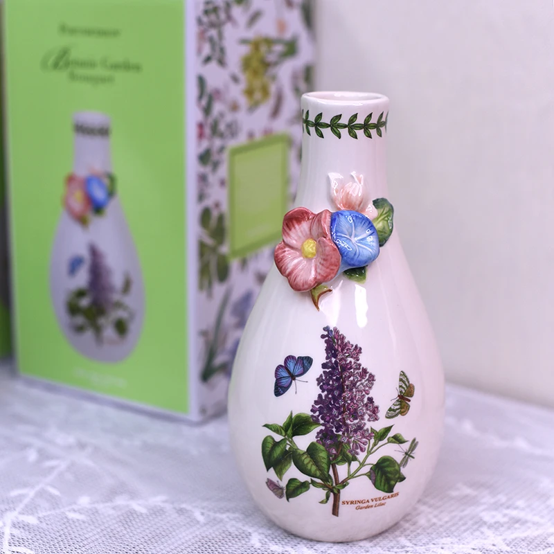 Cute Garden Ceramic Lilac Flower Vase Pot, Home Decor, Wedding Decoration, Office, Study, Living Room, Dining Table, Interior