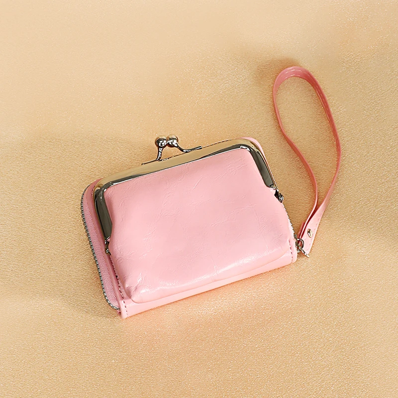 Lonny New Change Card Holder Cross-Border Supply Women Buckle Coin Purse 4-Inch Zip-up Clip Clutch