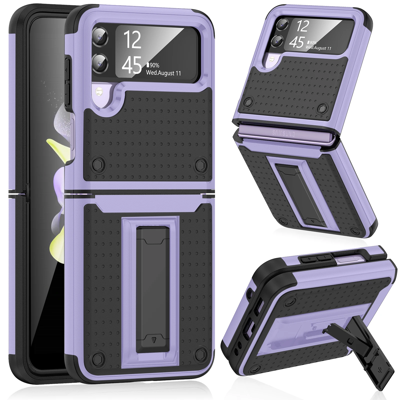 Heavy Duty Kickstand Protective Coque Case for Samsung Galaxy Z Flip 4 5 5G Flip5 Flip4 Flip3 Flip 3 Zflip3 Zflip4 Phone Bag