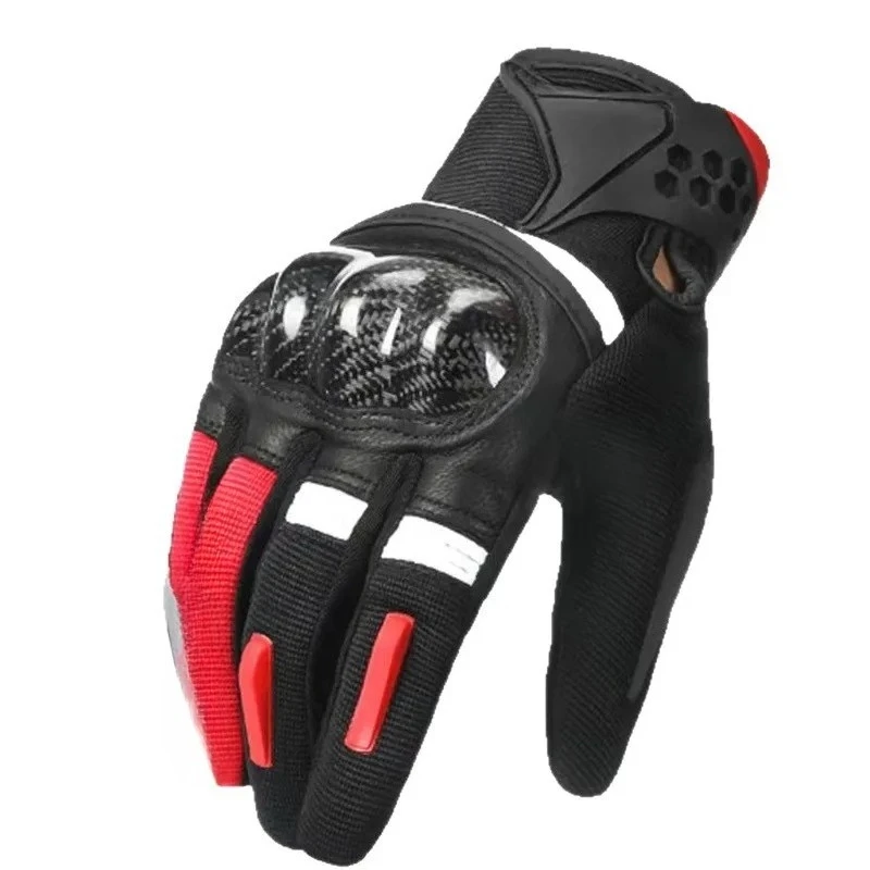 Gants de moto pour écran tactile, équipement d'équitation en Fiber de carbone, coupe-vent, Anti-chute, doigt complet, résistant à l'usure, protection