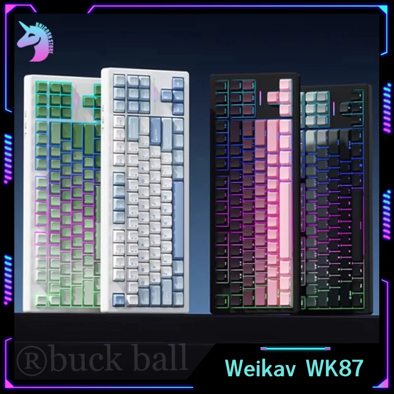 Weikav WK87 Wireless Keyboard Mechanical Keyboard Tri Mode Customized Gasket Hot Swap RGB 8000mAh Gaming Keyboard PC Accessories