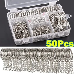 50Pcs Silver Plated Metal Blank Keyring Keychain Split Ring Keyfob Key Holder Rings Women Men DIY Key Chain Key Ring Accessories