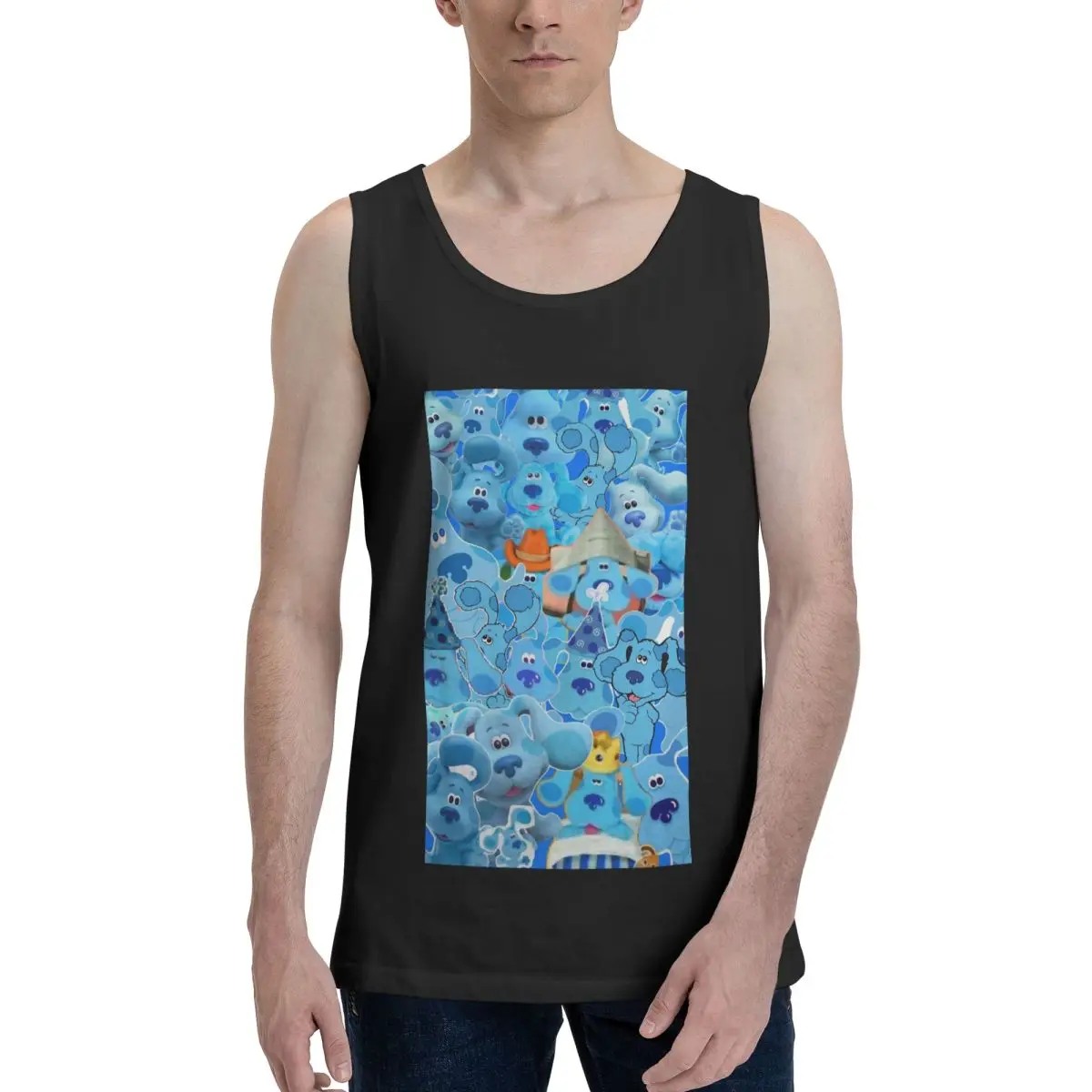 Blue's Clues Blue Dog Cartoon 100% coton pour hommes, sweat-shirt sans manches, vêtements sans manches, t-shirt pour hommes