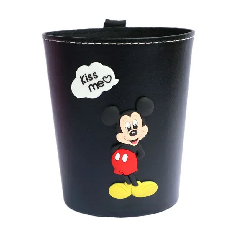 Disney Mickey Minnie Car Hanging Trash Can Interior Accessories Cute Animation Car Seat Back Garbage Box Foldable Storage Box