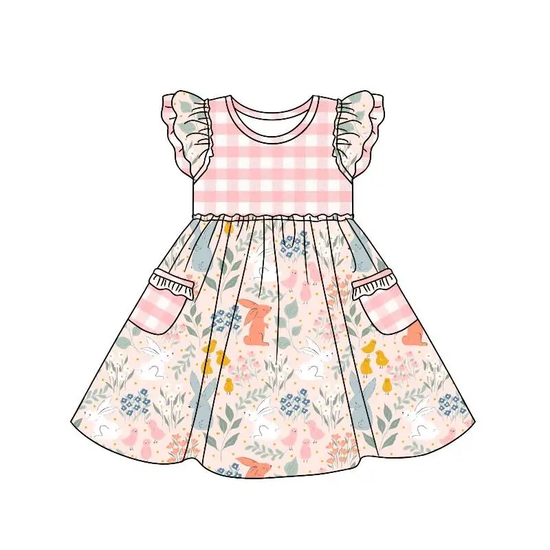 

Easter children's set pearl bunny leaf print dress girl clothing baby onesie boutique clothing