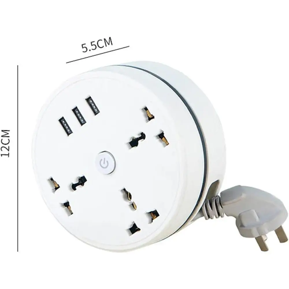 Draagbare ABS Universele Stekkerdoos Ronde 2500 W 10A Stekkerdoos Plug Wit 3 Socket Verlengsocket Thuis