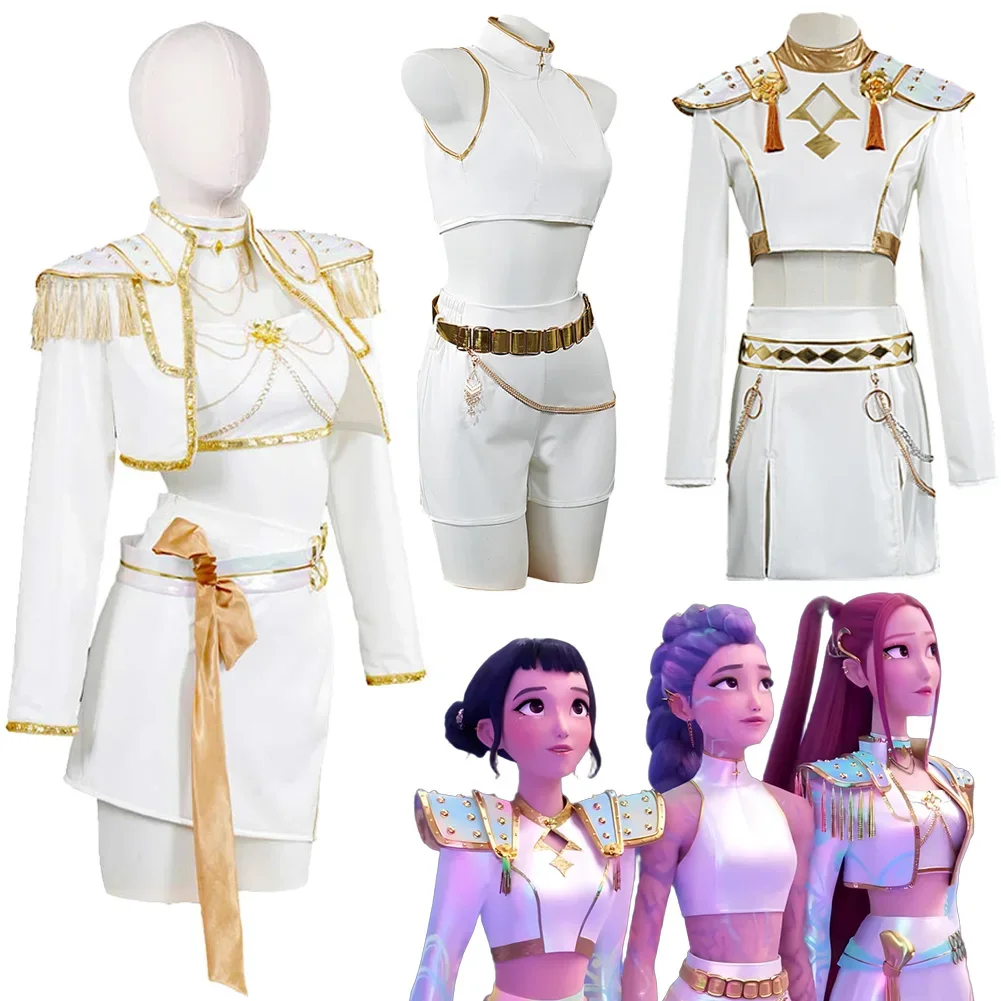 فانتازيا رومي زوي ميرا تأثيري الفتيات الغناء الدعاوى البيضاء الكرتون شيطان هنتر Disfraz زي 6 إلى 14 سنة ملابس الهالوين #1