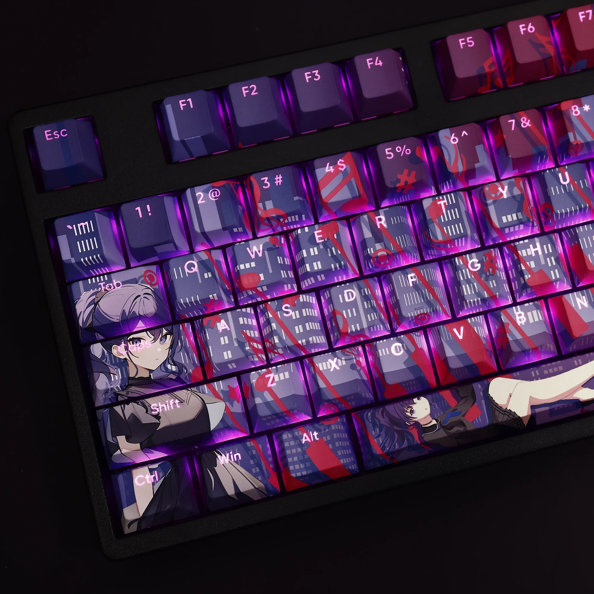 Asahina Mafuyu 108 Keycaps PBT DYE Sublimation Light Transmitting Cherry MX Cross Axis Switch for Mechanical Keyboard Gift
