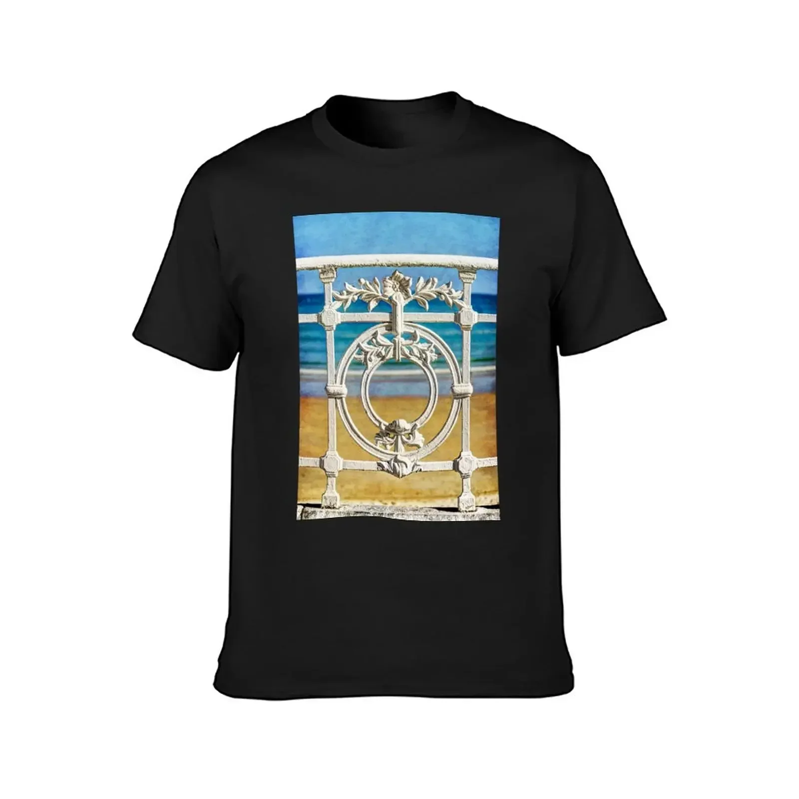 Concha Bay Railing in San Sebastian T-Shirt plus sizes men clothings