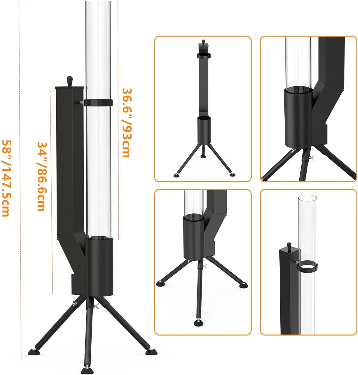 Modern Design Steel Patio Pellet Heater Rocket Fireplace Fire Tube Fire Pipe Column Stove with Torch for Villas