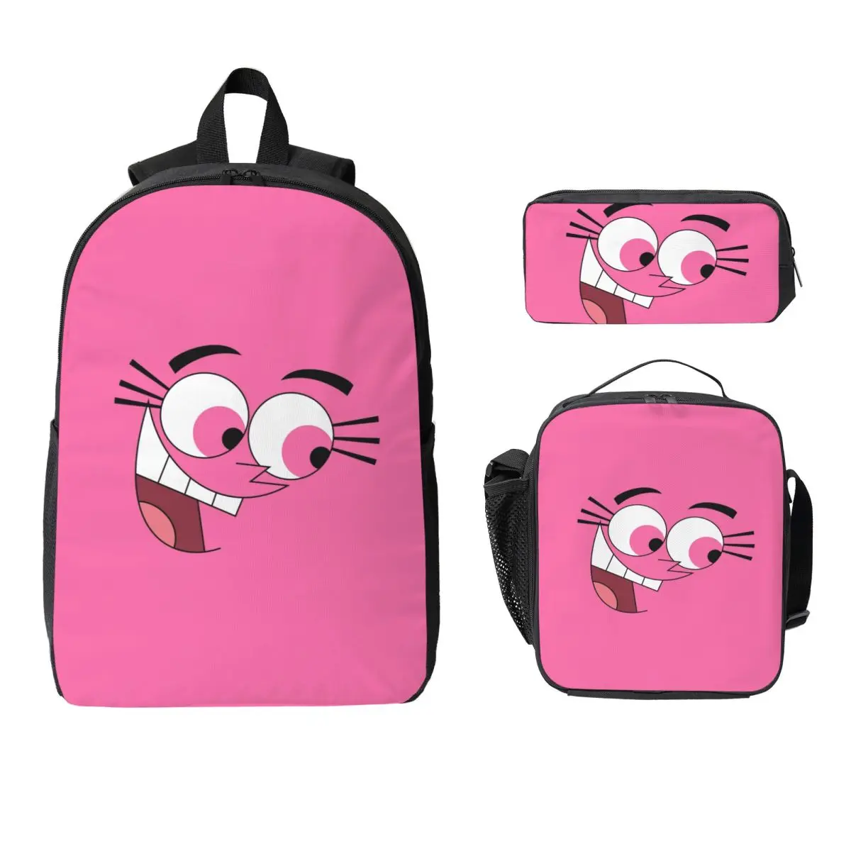 

Fairly Oddparents Wanda Backpack Student Boy Girl BookBag School Bag Computer Shoulder Bags 3ps Insulated Lunch Bag Pencil Case