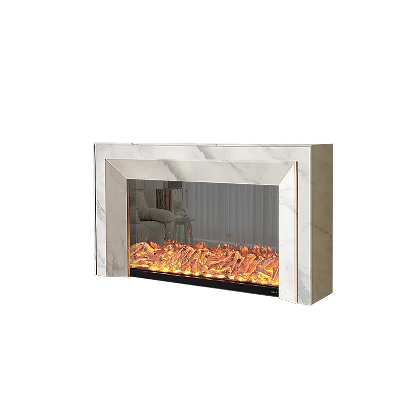 European fireplace TV cabinet simulation flame heating electronic fireplace villa living room light lu xury imitation