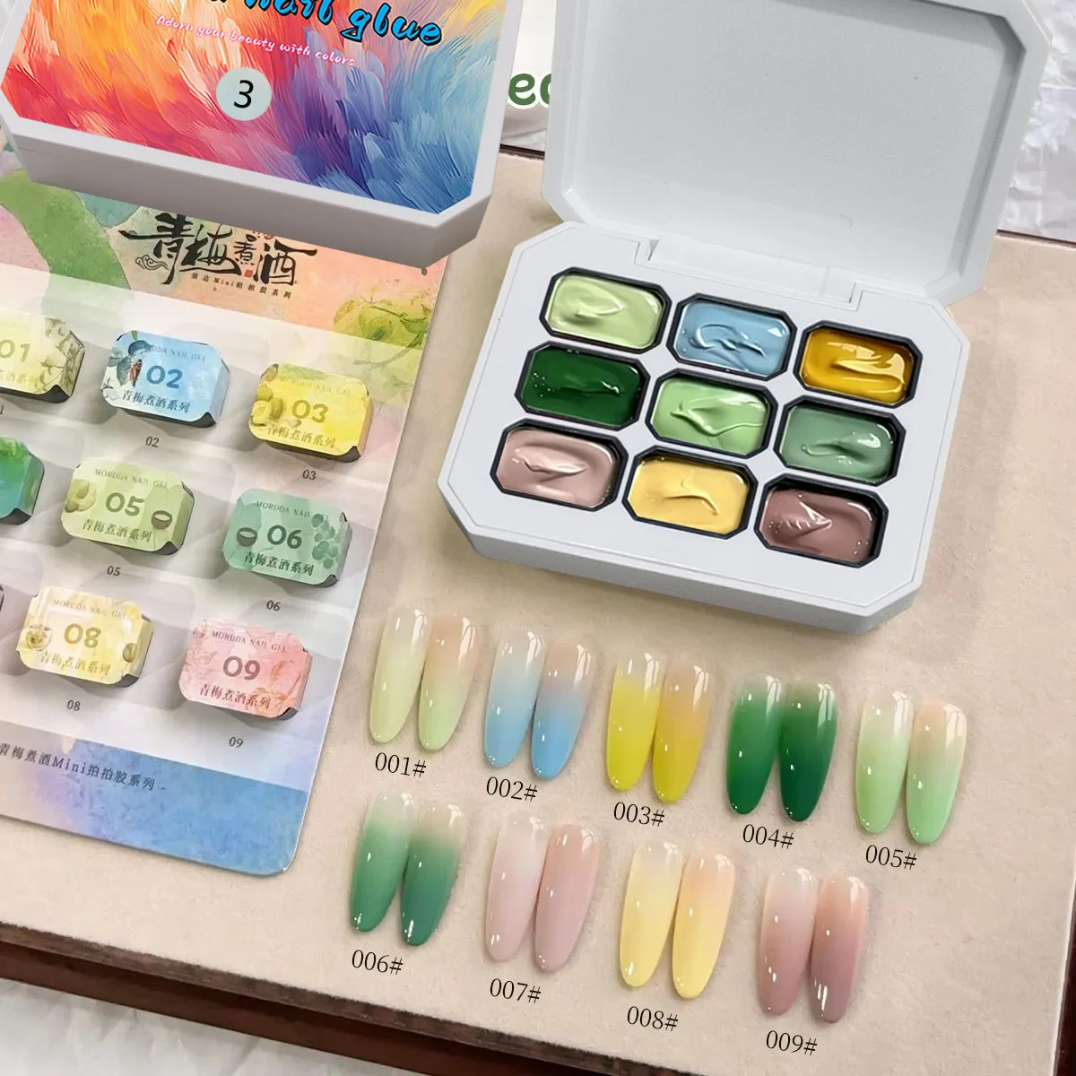 1pc 9-Color Solid Patting Gel Nail Polish Matcha Green Macaron High Saturation Gel Popular Nail Art Home Salon DIY INS Style