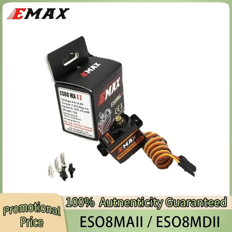 EMAX ES08MA II 12g Mini Metal Gear Analog Servo ES08MD II 13g Digital Servo for RC Plane FPV Drone Racing