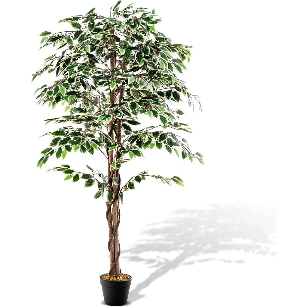 

Искусственное роскошное дерево высотой 5,5 футов с 1008 листьями, прочным горшком, идеально подходит для декора дома или офиса