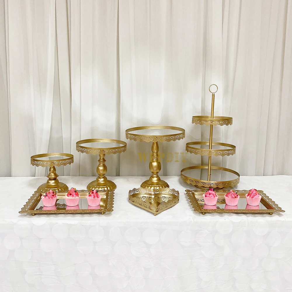 

7-13pcs gold cupcake wedding cake stand mirror barware decorating cake tools bakeware set party dinnerware