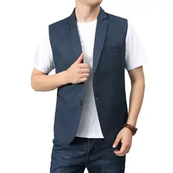 Smart Casual Simplicity Spring Autumn Men's Tailored Collar Solid Color Button Fashion Casual Slim Sleeveless Blazer Vests Tops