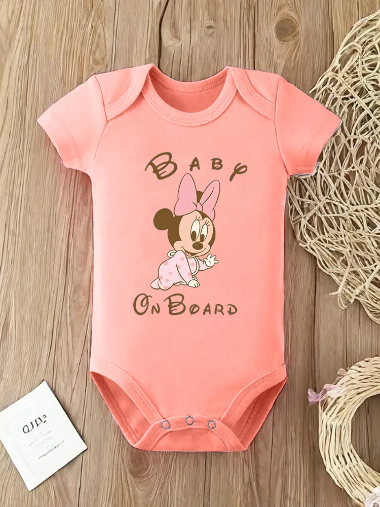 ملابس مضحكة للأطفال على اللوحة مطبوعة بحروف ميني لحديثي الولادة ملابس للأطفال الصغار بأكمام قصيرة ملابس بذلة للفتيات الصغيرات #4