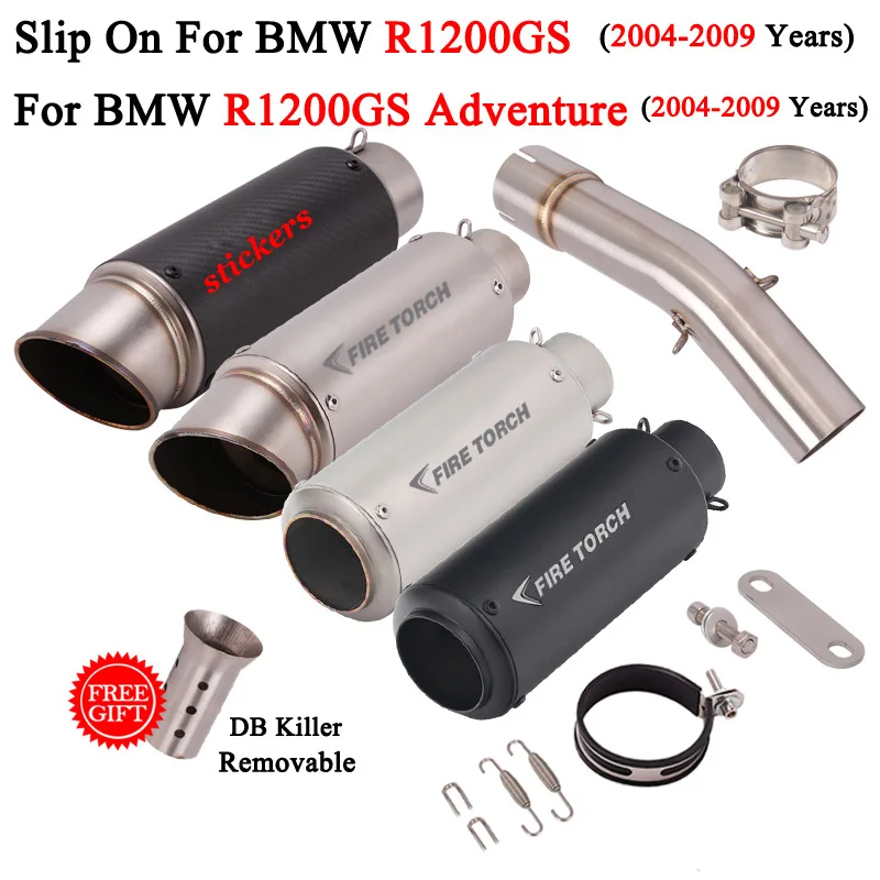 For BMW R1200GS Adventure ADV 2004-2009 Motorcycle Exhaust System Escape Modified Middle Link Pipe With Moto Muffler DB Killer