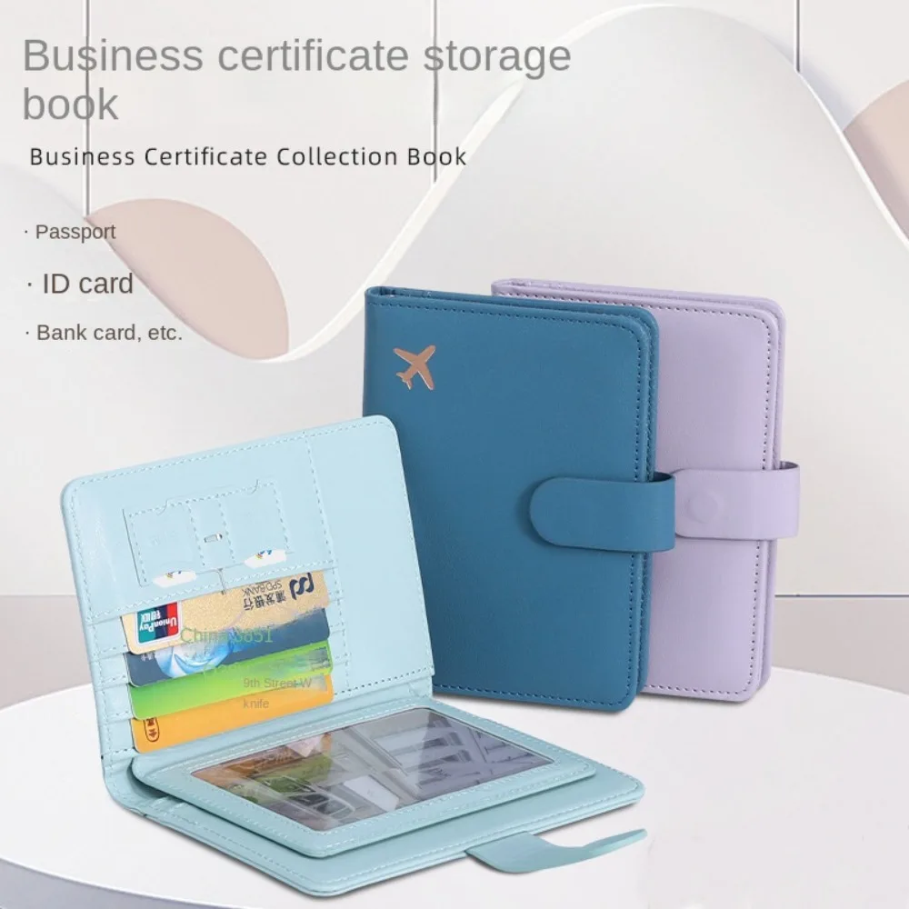 Couverture de passeport RFID en cuir PU, stockage de documents créatif multi-cartes, clip rond multifonctionnel, voyage