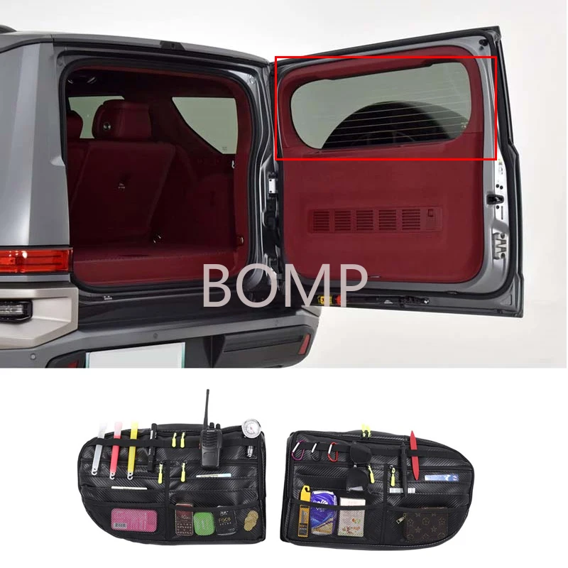 BOMP Used for Great Wall Tank 700 car rear tailgate side window storage bag, carbon fiber pattern, auto parts, Oxford cloth mate