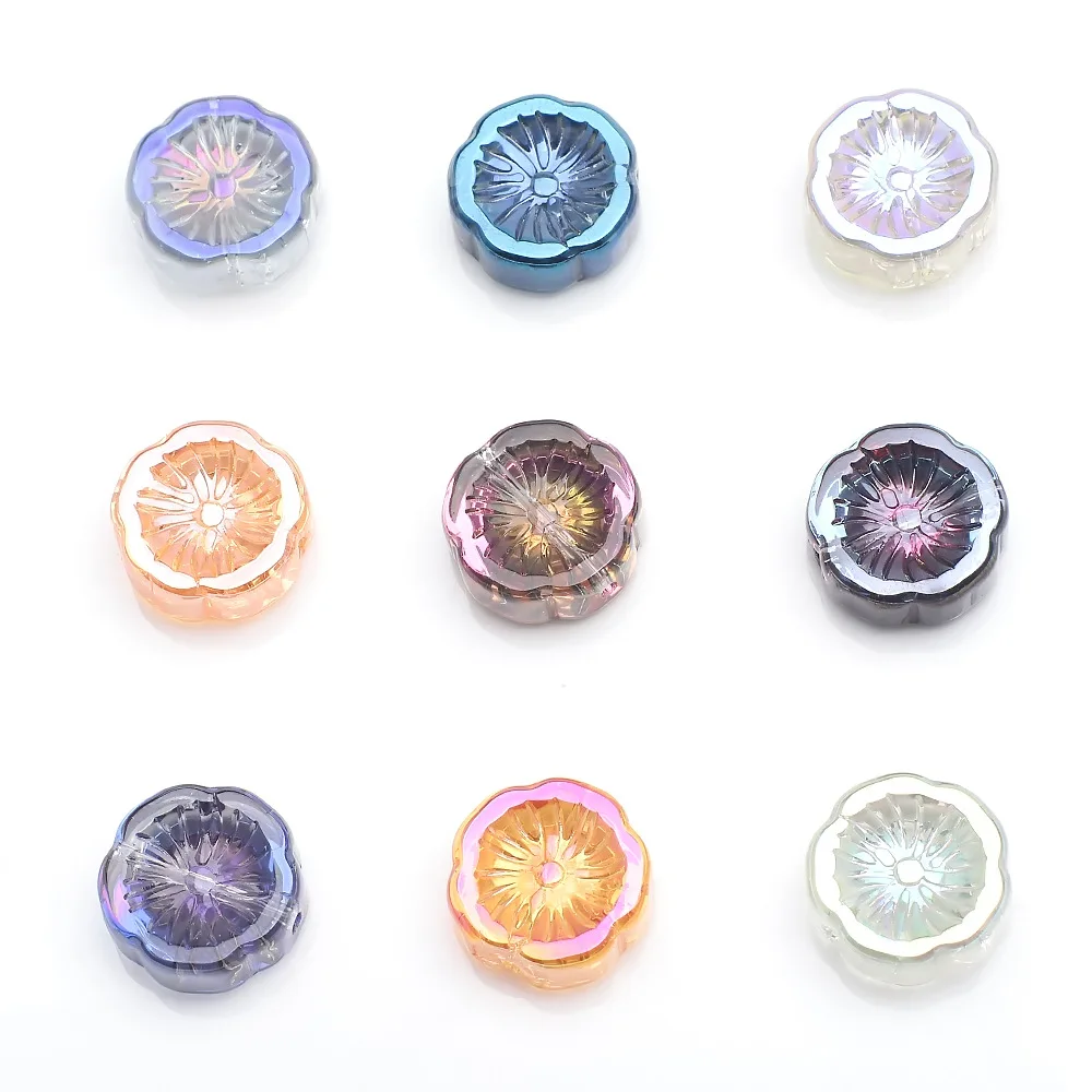 14mm Runde Hawaiianische Blumen-Schliffperlen mit Magischer Farbeffekt, Mikro-Glasperlen für DIY-Schmuck, Ohrringe, Halsketten und Armbänder