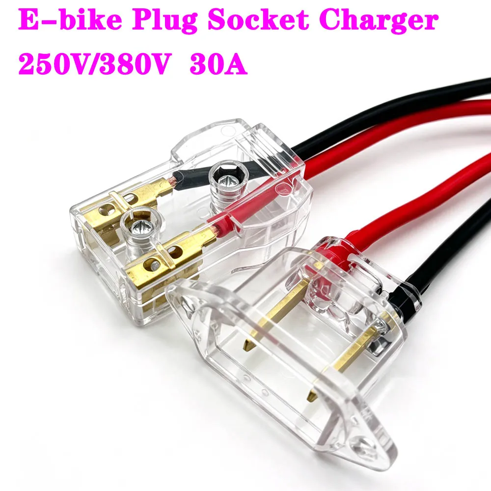 Battery Charger Port 2Pin 30A Inline Plug Adapter Connector Jack Socket For E-Wheelchair Electric Scooters Parts Cycling E-Bike