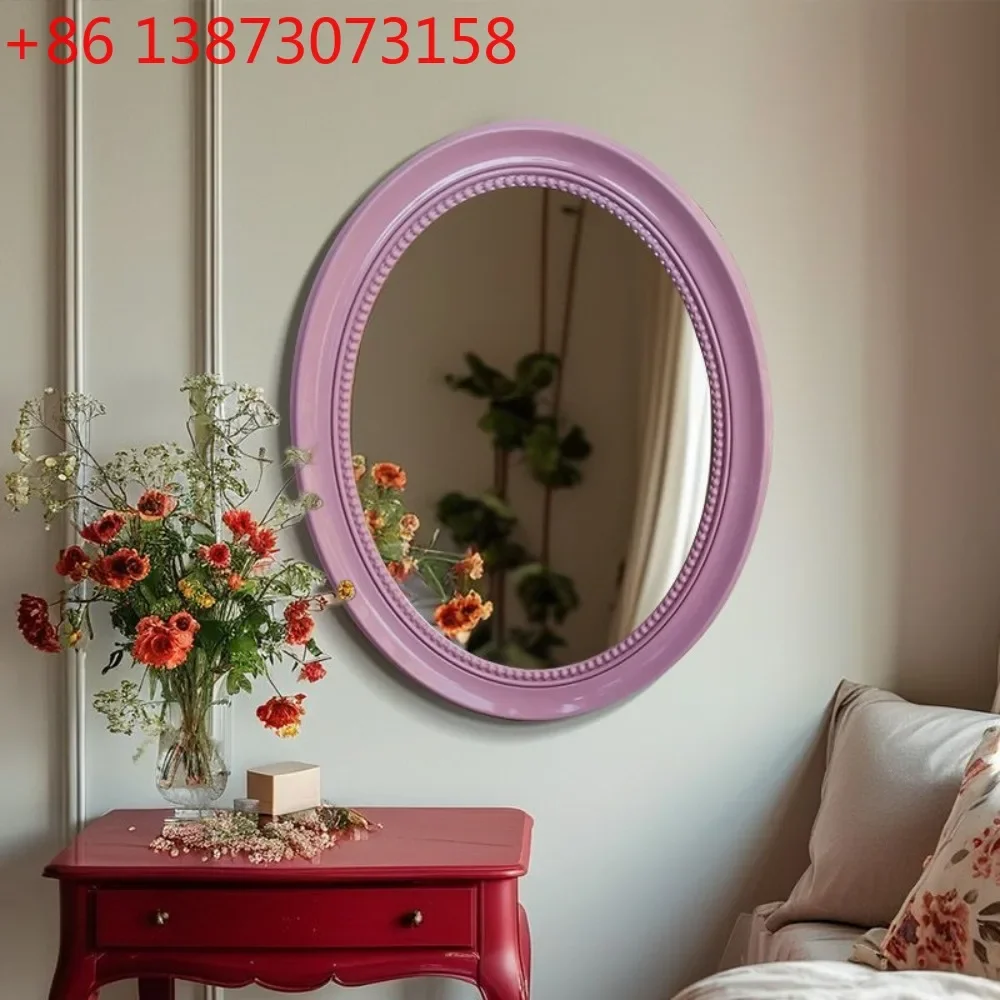 Nordic Retro Decorative Vanity Mirror 56x70.5cm Oval-shaped Mirror Makeup Wall-mounted Bathroom Mirror Modern Home Decoration