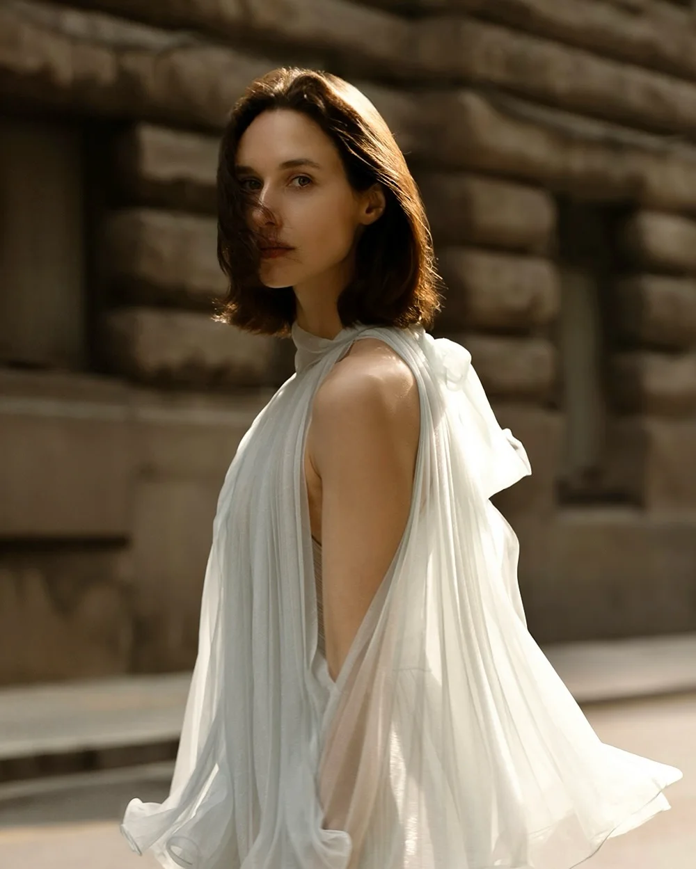 Robe en mousseline de soie plissée fluide, bleu poussiéreux, robes de soirée à plusieurs niveaux, Couture, sans manches, à volants, robe d'événement Unique, 2025