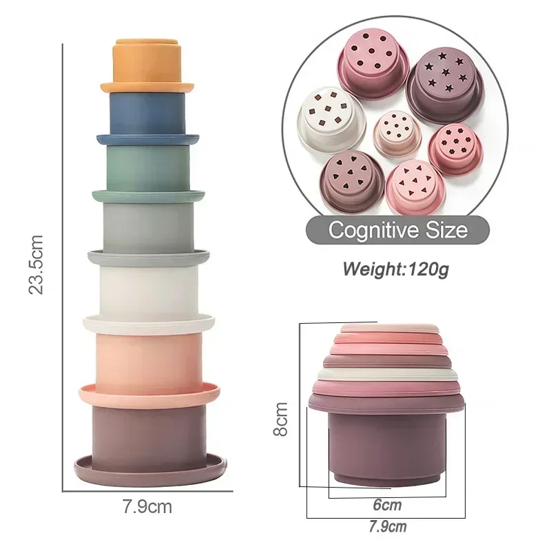 Educational Rainbow Stacking Toy Silicone Stack Education Toys Cute Building Toys For kids