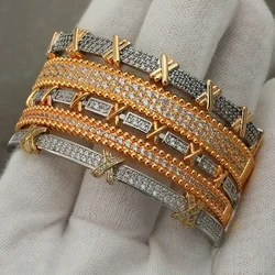 Luxury Full Crystal Cross Bangles for Women Fashion Brand Jewelry Zirconia Bracelets Party Gifts Accessories