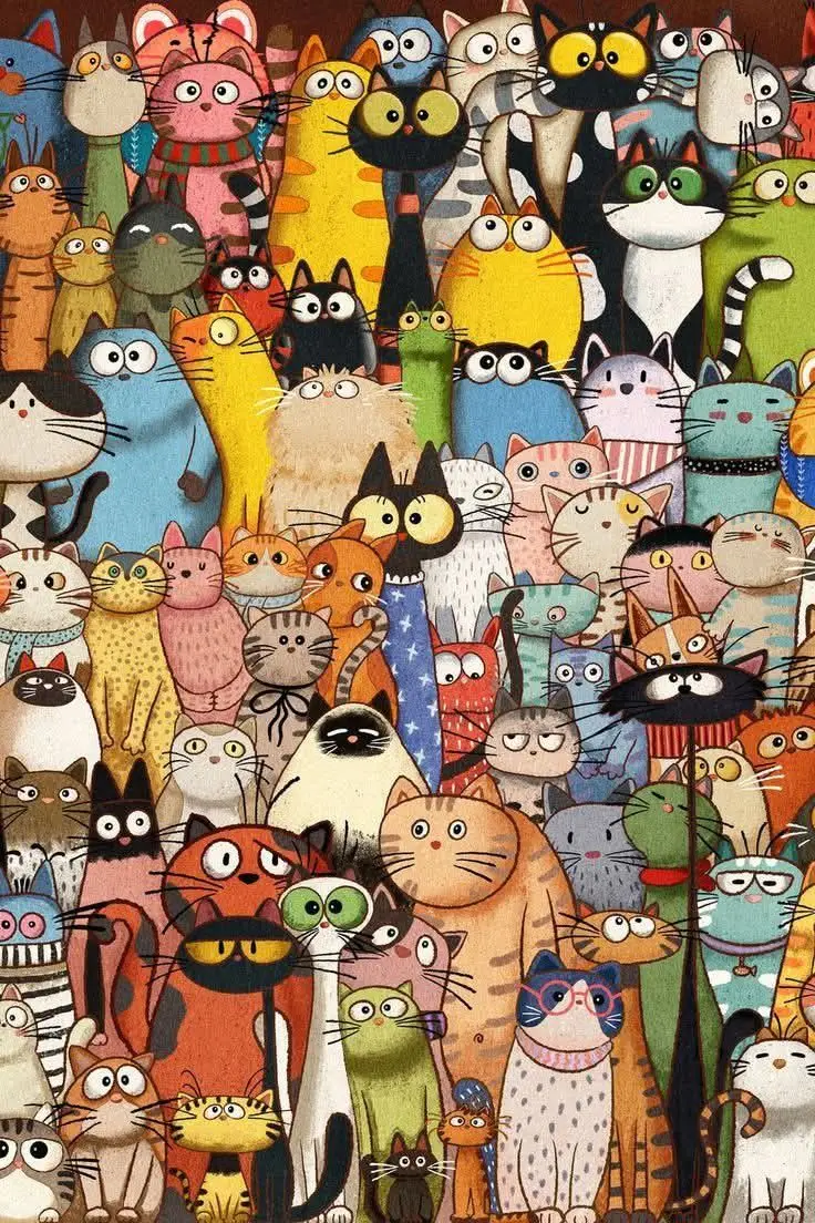 Abstract Animal Many Cats 500/1000/1200/2000 PCS Jigsaw Puzzles Family Activity Games for Gameroom Bedroom Home Decor Gifts