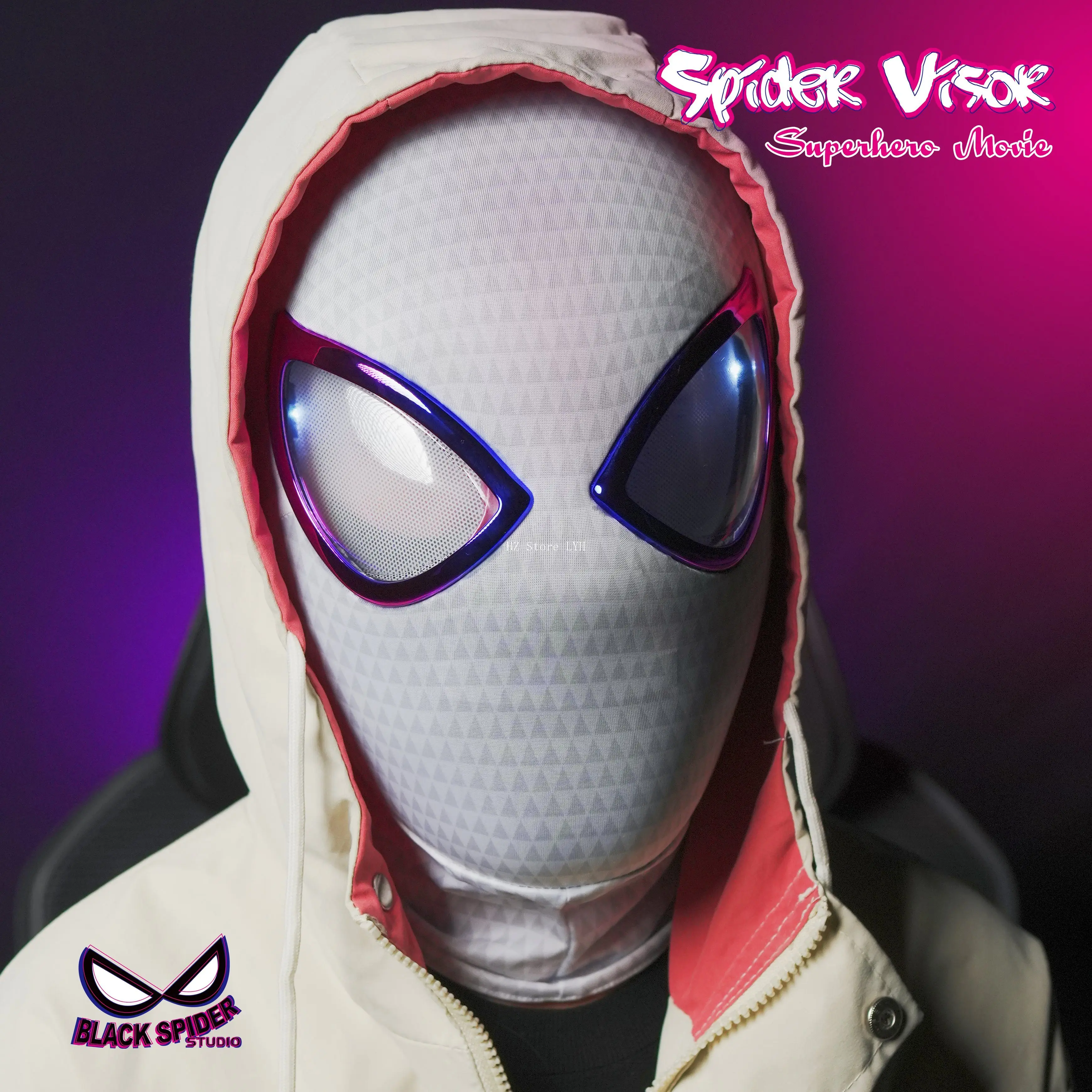 1:1 Miles Morales Mask with Movable Eyes Mascara Electric Gwen Spider Helmet Ring Control Halloween Cosplay Mask Toy Man Gift
