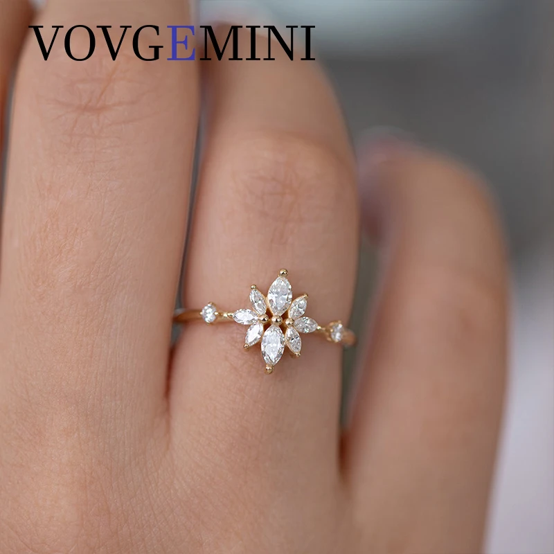 

VOVGEMINI 14k Yellow Gold Moissanite Daily Rings 0.64cttw Marquise Cut Au750 Accessories For Women Fashion Jewelry Anillos Chris