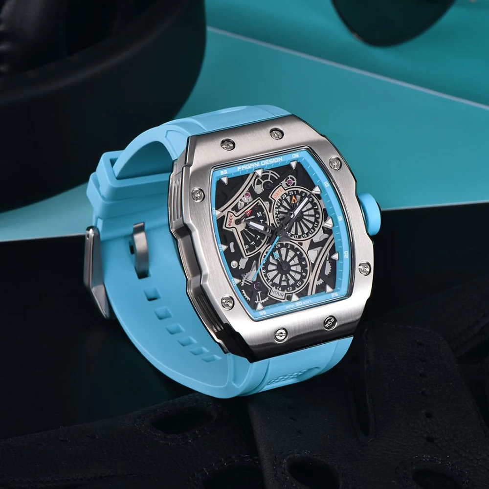 New Fashion PAGANI DESIGN casual watch sky blue luxury Japanese quartz VH88 movement watch outdoor multifunctional sports watch