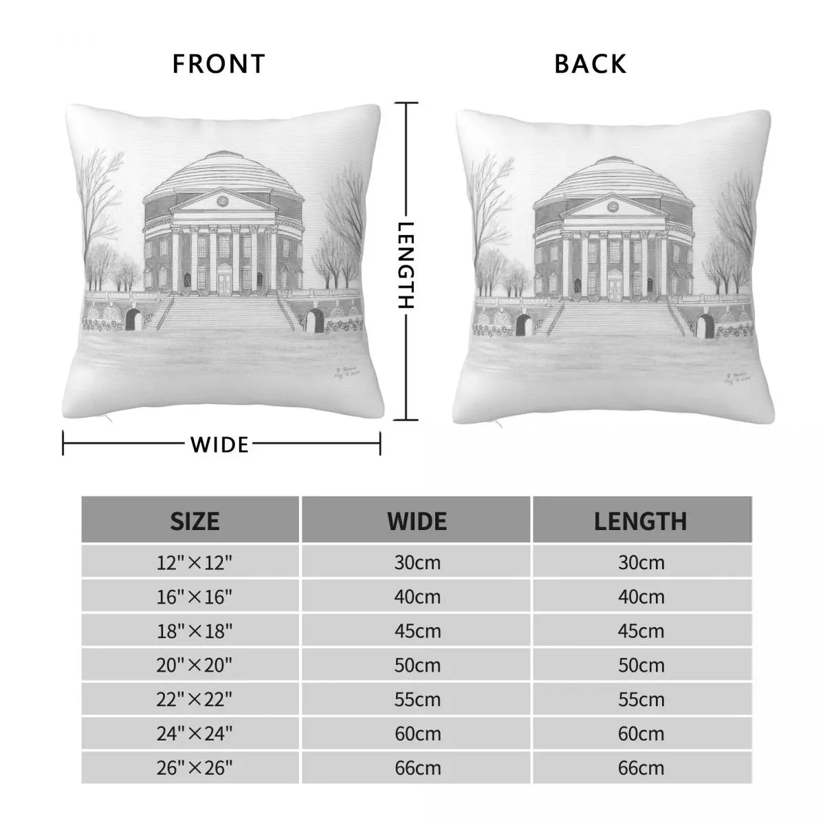 University Of Virginia Rotunda Square Pillowcase Polyester Linen Velvet Printed Zip Decorative Pillow Case Bed Cushion Cover