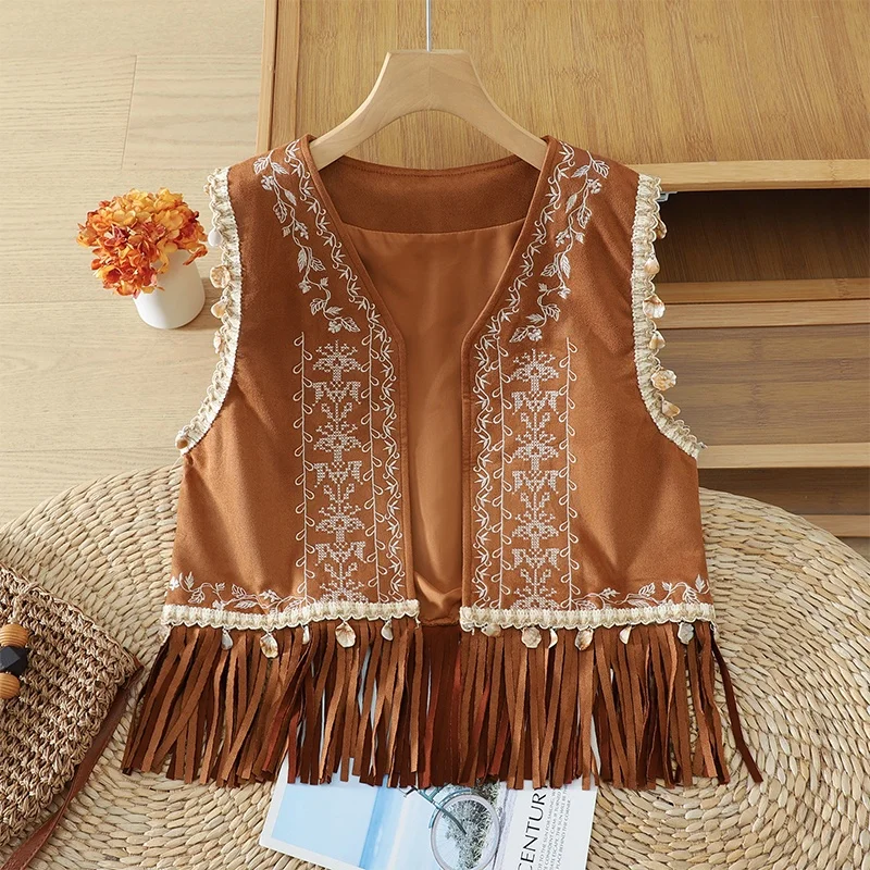 High-End plus Size Women's Suede Vest Jacket V-Neck Sleeveless Top Retro Style Commute Fashion Inner Wear Regular Thickness