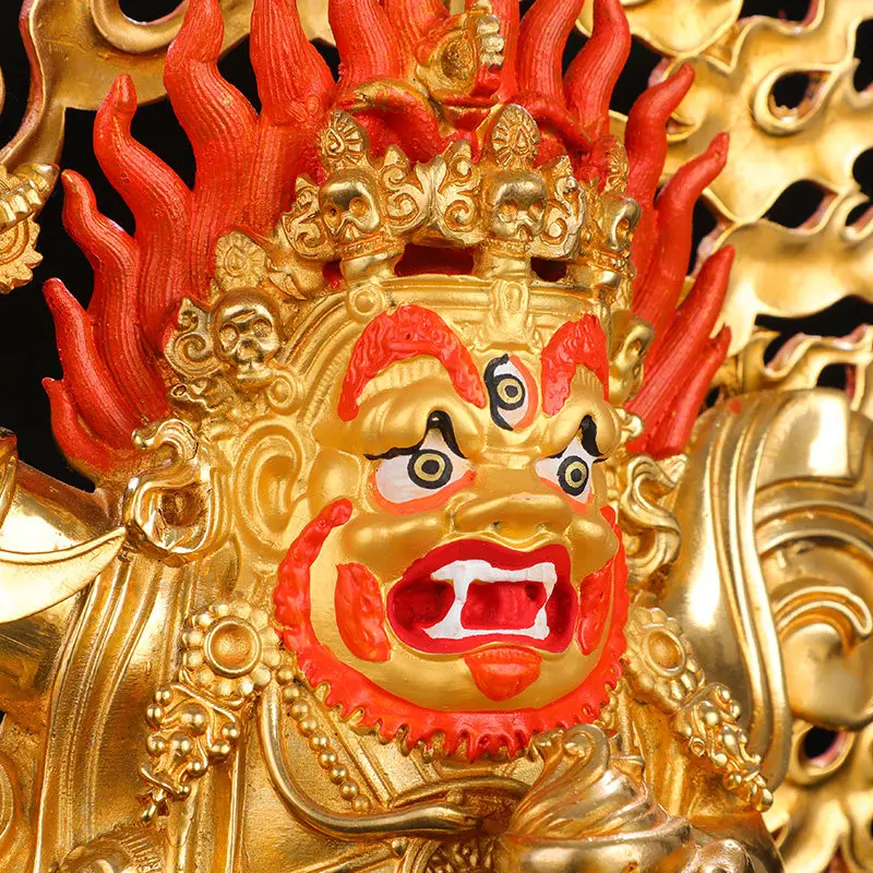 Two-armed Mahagala Buddha statue 7 inches pure copper gilt Tibetan Buddhist temple protector Buddha statue ornament Two-armed Ma