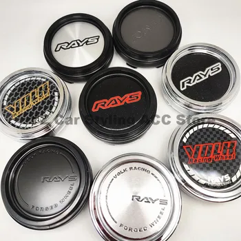 4pcs 66mm 휠 캡 센터 허브 커버 광선 VOLK CE28 TE37 RE30 TTA ZE40 블랙 크롬 엠블럼 자동차 스타일링 액세서리