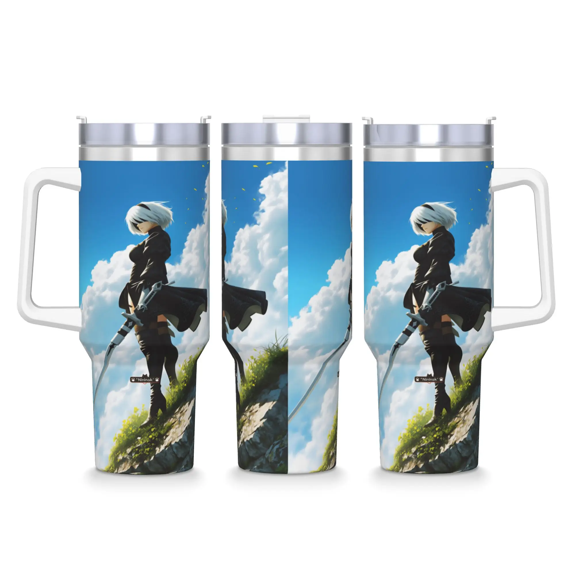 Game N-Nier Automata Tumbler  Cold and Hot Water Bottle Heat Preservation Stainless Steel Coffee Mug Graphic Driving Mugs Cup