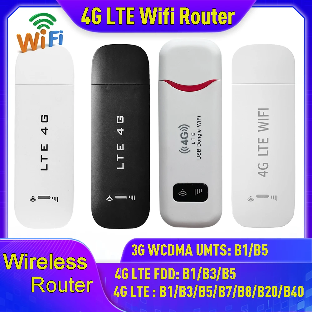 Wireless 4G WiFi Router USB Dongle SIM Card Slot Portable WIFI 4G LTE USB Modem Pocket Hotspot 8 WIFI Users 150Mbps WiFi Router 