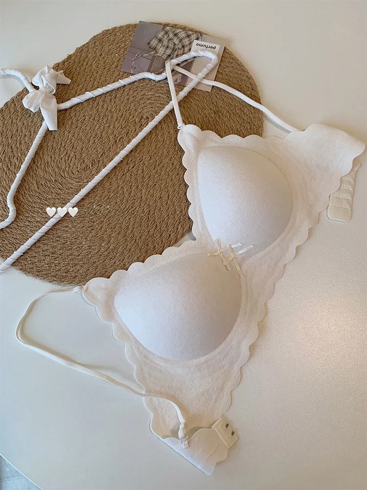 

Sweet Wave Knot Seamless Bra Women's Small Chest Gather Lift Anti-Sagging Bra 2026 New Style Nylon Fabric V-Cup