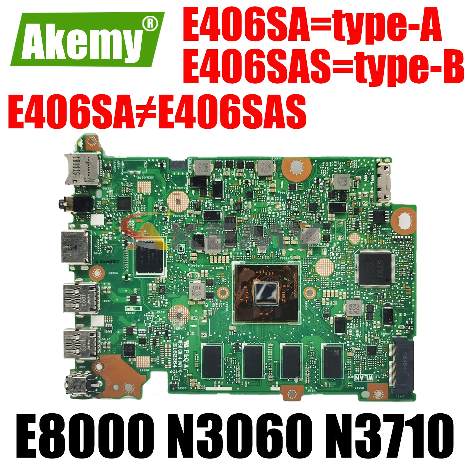 

E406SA Mainboard For ASUS VivoBook E406 E406S Laptop Motherboard with E8000 N3160 N3700 N3710 CPU 4G RAM 64G 128G SSD