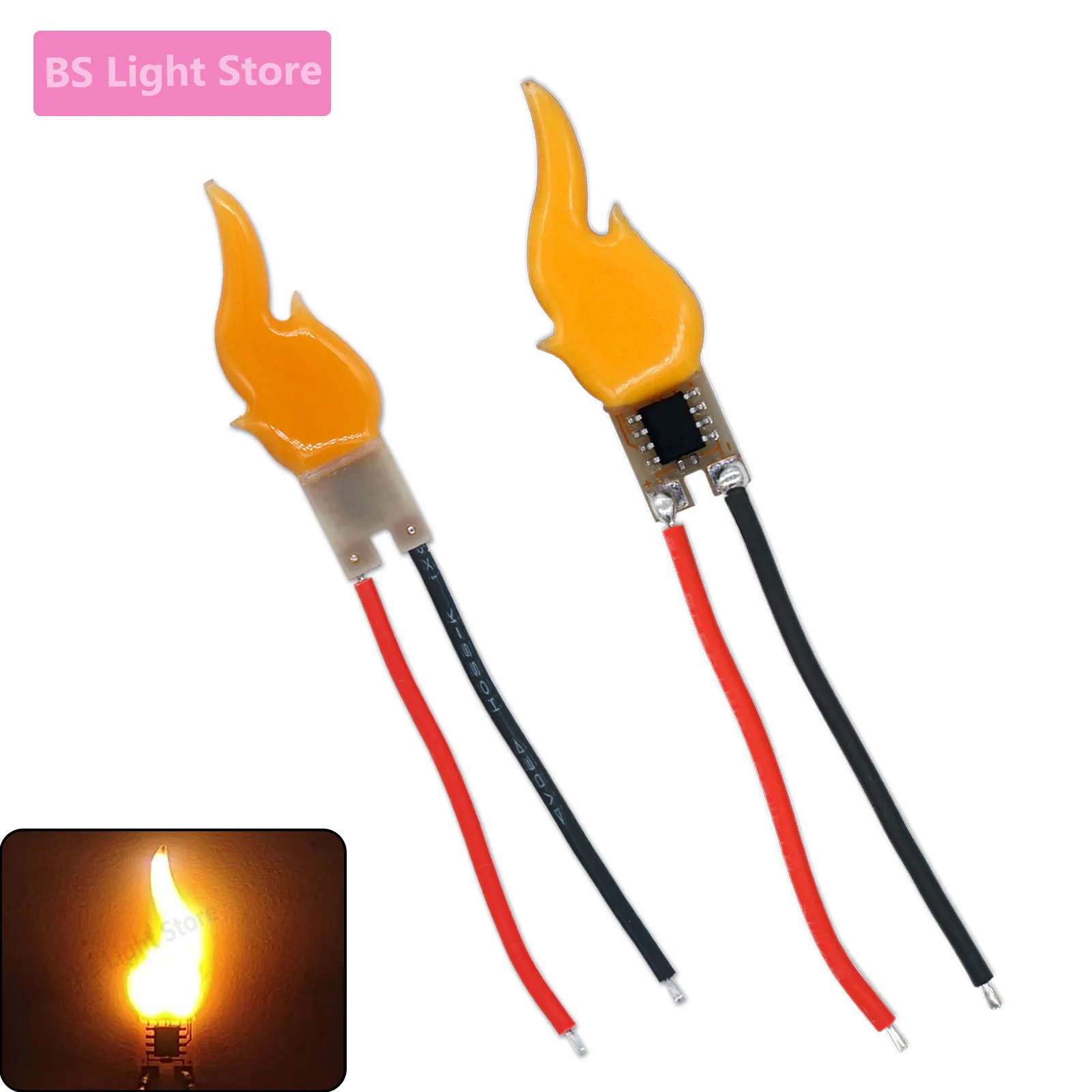 New DC5V LED Candle Flame Filament Bead 1800-2000K 20mA With Welding Wire Retro Light Bulb Light Source Accessories DIY