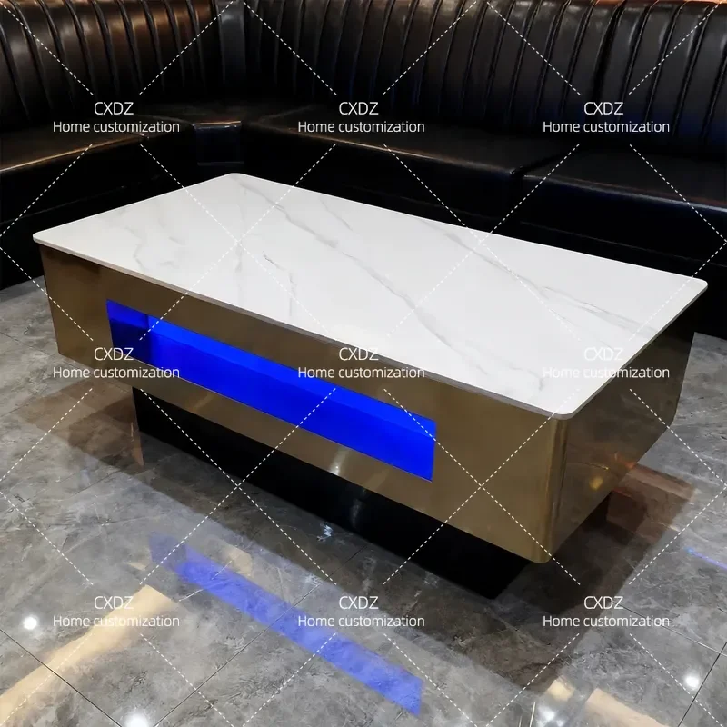 Slate Marble Coffee Table Luminous Bar Table for Karaoke Club KTV Room Lounge Sofa Side Table Modern Nightclub Furniture