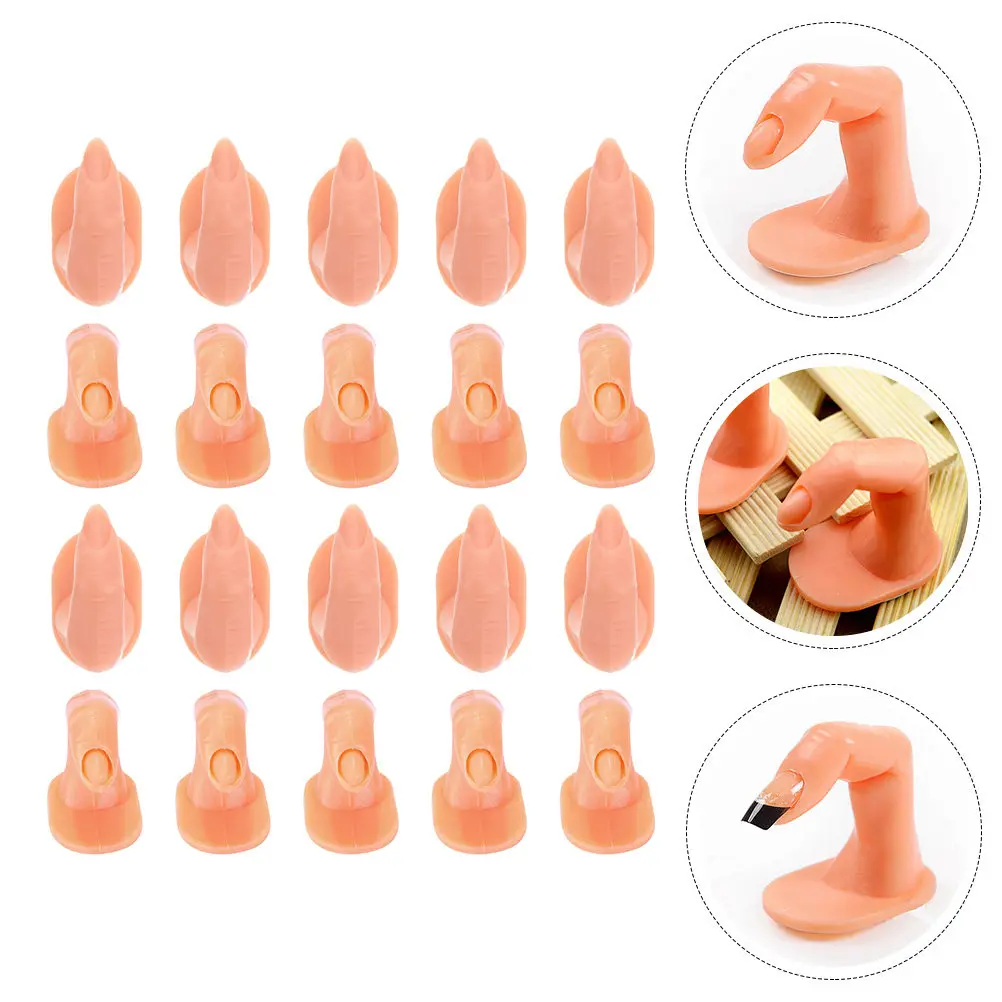 

20Pcs Nail Art Practice Fake Finger Silicone Lightweight Training Tool Manicure Supply Nail Beauty Prop Silicone Finger Model